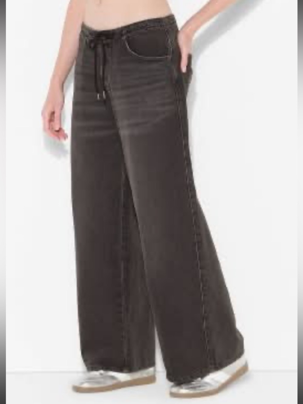 NEW wild fable Washed Charcoal Wide-Leg Drawstring Jeans